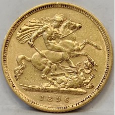 AUSTRALIA 1896 . HALF 1/2 SOVEREIGN . MELBOURNE . GOLD